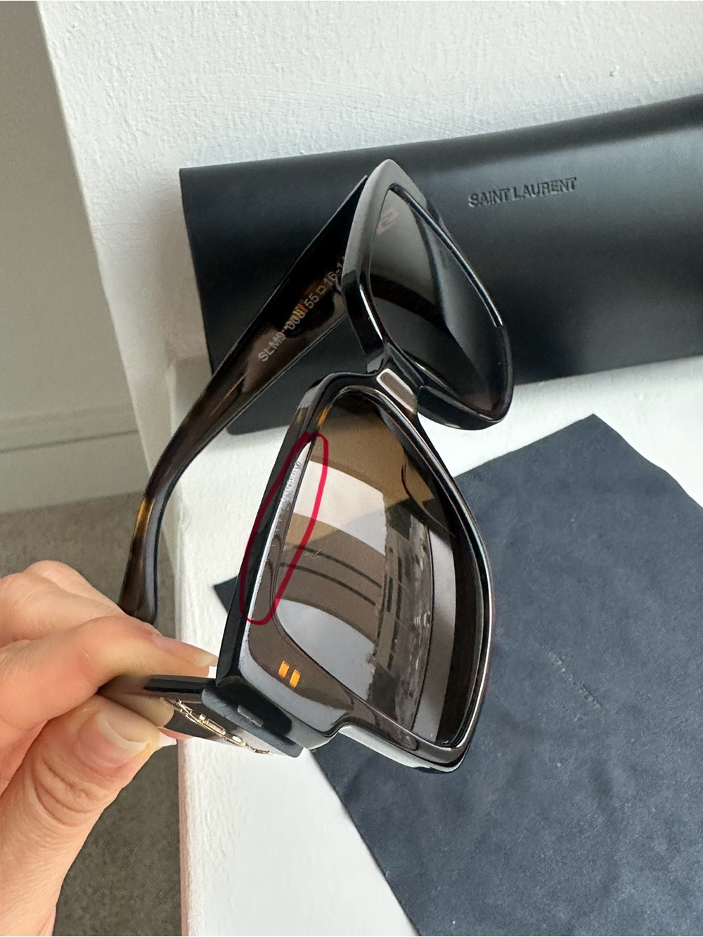 Saint Laurent Black and Gold Oversized Cat-Eye Sunglasses - Picture 6 of 16